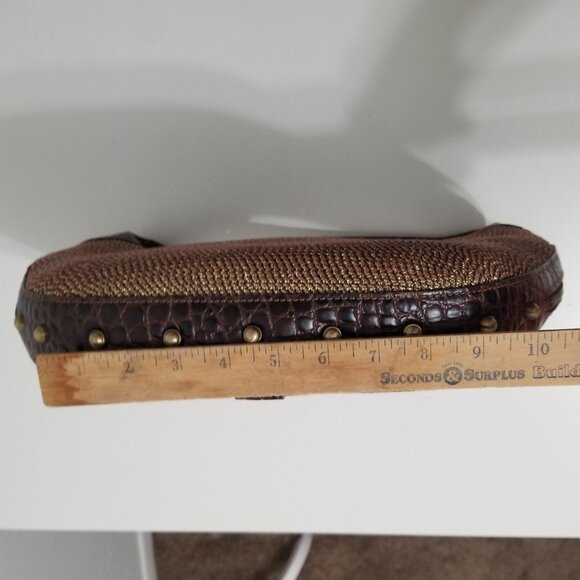 Vintage Eric Javits New York Gold Woven Squishee Studded Hobo Leather Bag - Picture 13 of 16